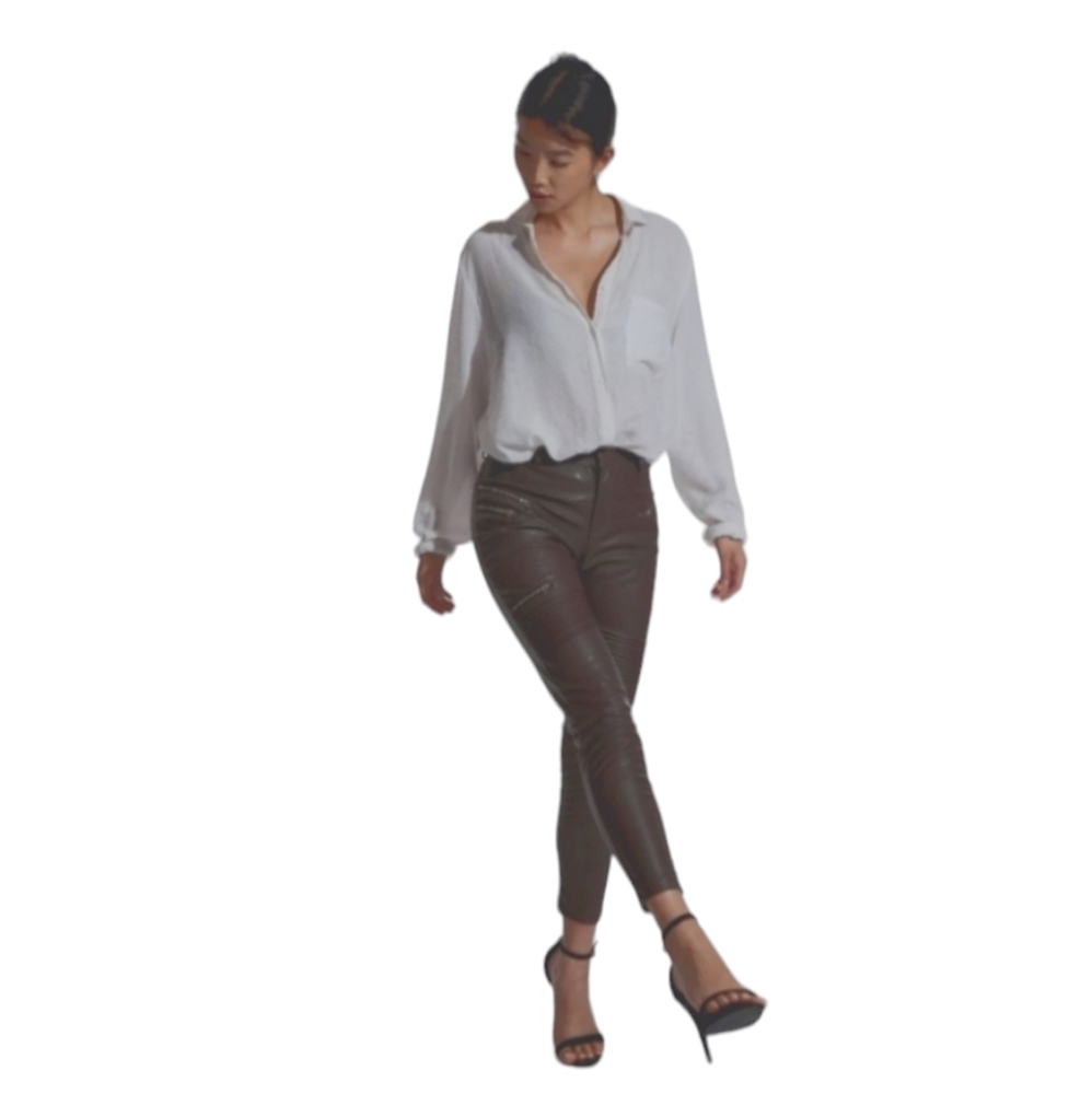 Kittenish JJD Vegan Leather Oxblood Moto Pants in Chocolate SIZE SMALL